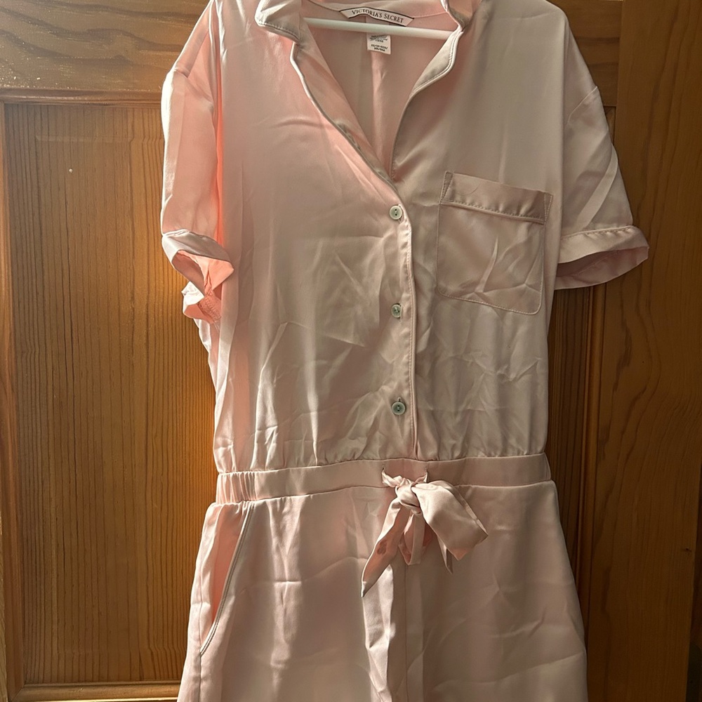 Victoria's Secret Light Pink Satin Pajama Romper